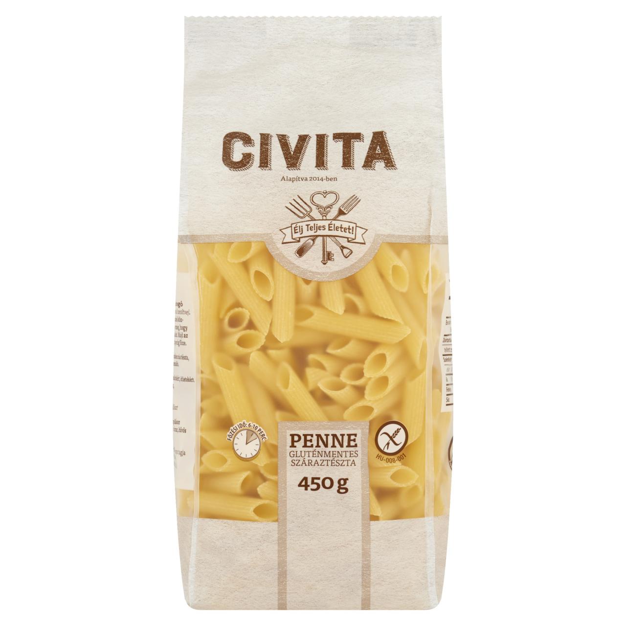 Civita penne gluténmentes száraztészta 450 g 