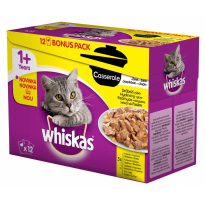 Whiskas casserole macskáknak szárnyas válogat. aszpikban alutasak12 x 85g
